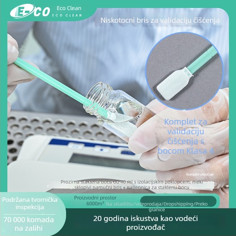 Set tampon za verifikaciju čistoće Low-TOC s prozirnom staklenom bočicom za površinsko uzorkovanje, antistatično