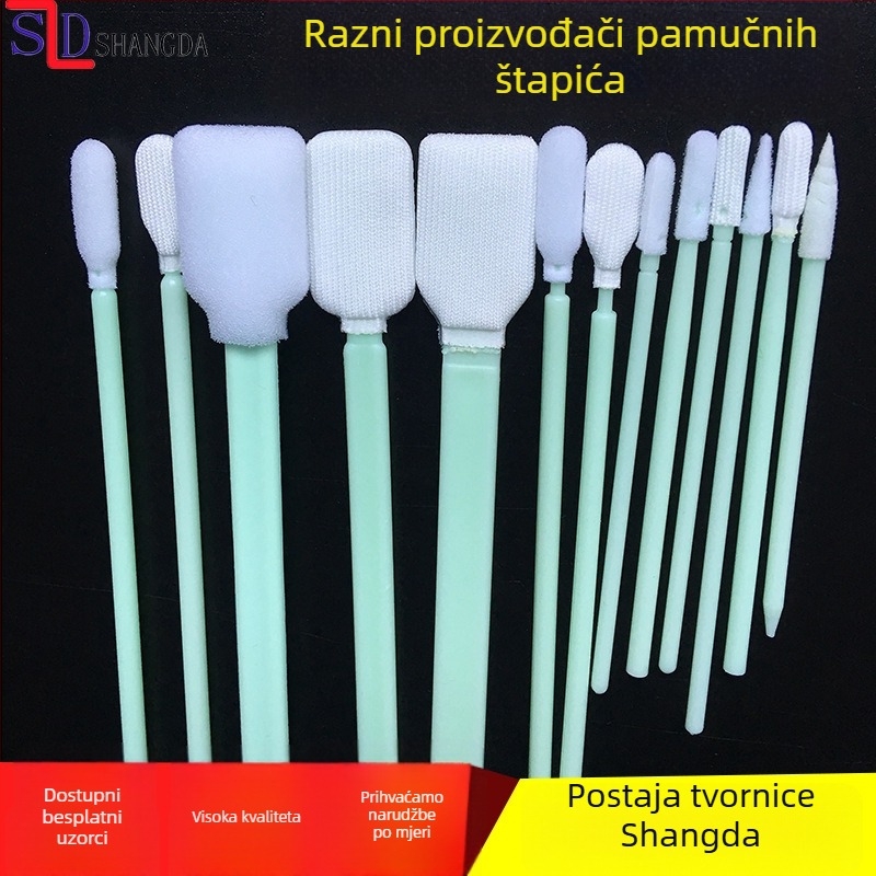 SD822C Ultra-fina poliesterska vlakna štapić s dugom drškom, glava od tkanine bez prašine, čistići vrh, antistatický