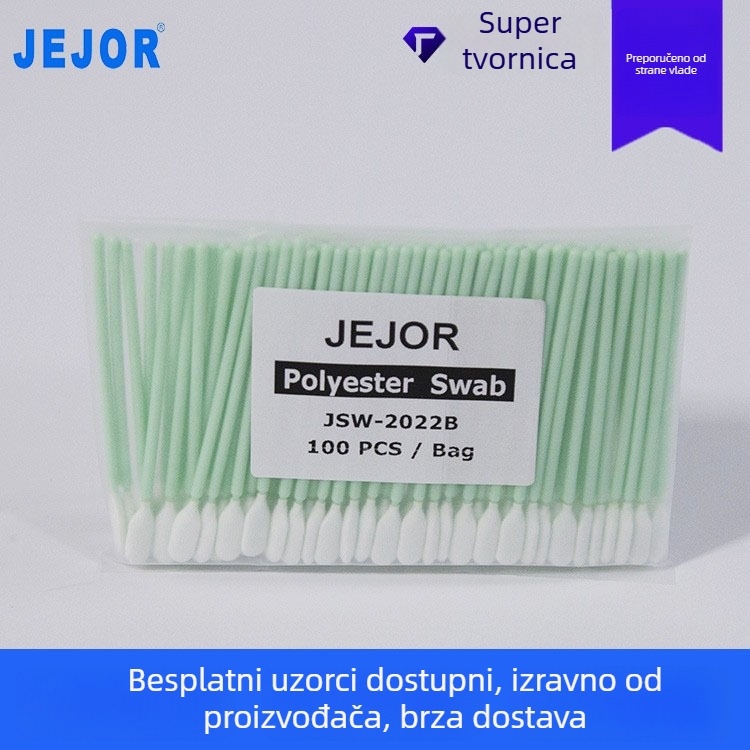 Bezprašni čistački štapići s platnenom glavom, zelena drška, za elektroniku