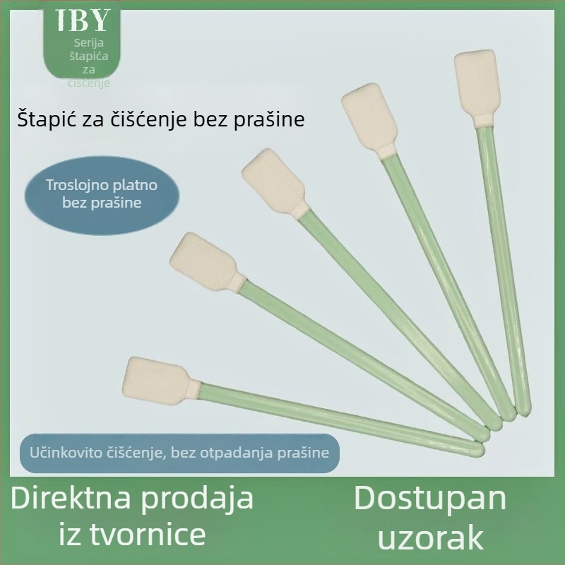 Industrijski bezprašni štapići za čišćenje s glavom od mikrovlakana i spužvom, antistatični, trostruki sloj