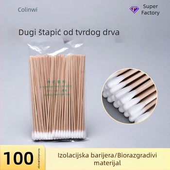 Drveni štapić s pamučnim vrhom, jednokratno, kompatibilan s alkoholnim maramicama za čišćenje elektroničkih dijelova