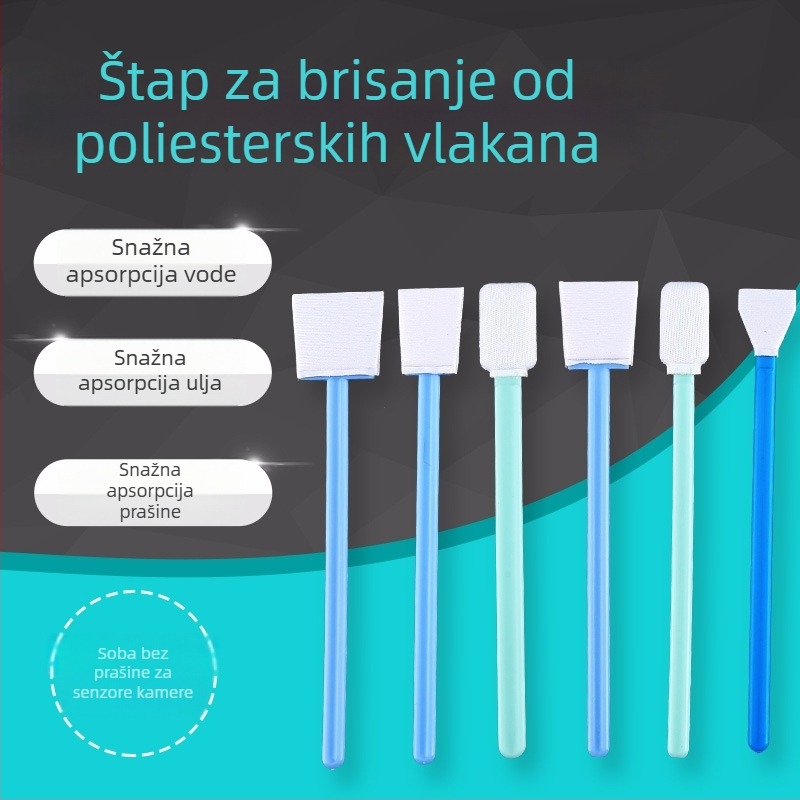 Štapić za čišćenje bez prašine s PP šipkom za DSLR fotoaparate, vakuumsko pakiranje