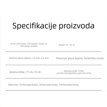 Čistač leća s bezprašnom papirnom šipkom i ABS jezgrom; uklanjanje prašine s čipova, bez silikona, ESD siguran alat.