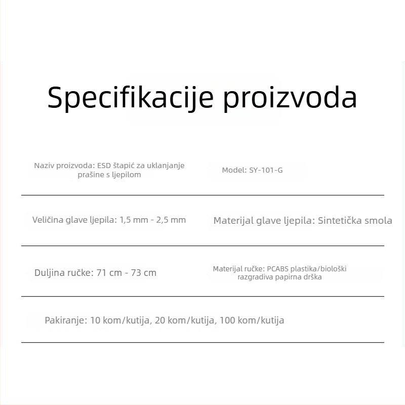 Čistač leća s bezprašnom papirnom šipkom i ABS jezgrom; uklanjanje prašine s čipova, bez silikona, ESD siguran alat.