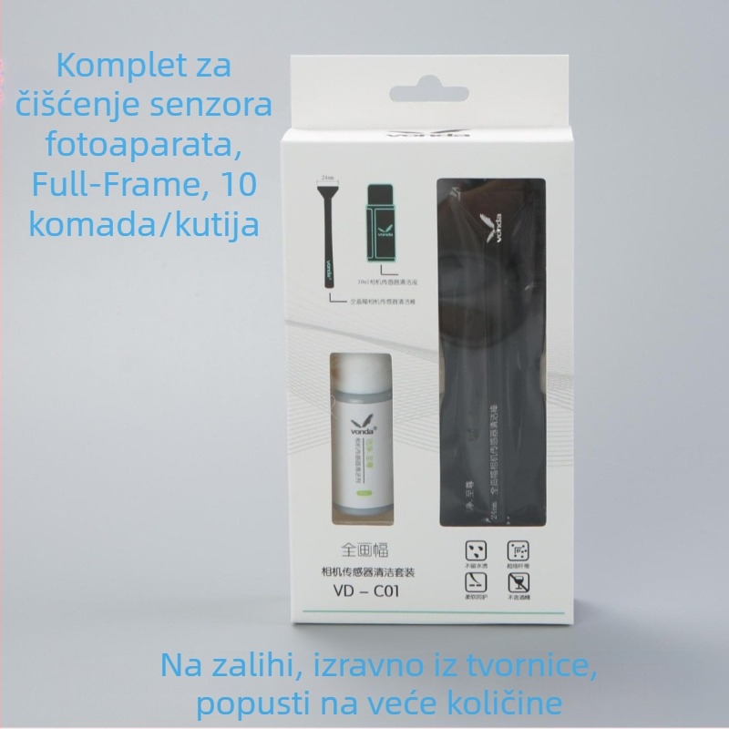Set za čišćenje senzora fotoaparata za APS-C format s pamukastim štapićima i otopinom za čišćenje, vakuumski pakirano