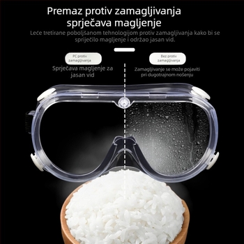 Polikarbonatne zaštitne naočale s anti-fog, elastičnim remenom, širokim vidnim poljem, zaštita od prskanja, prašine i pijeska