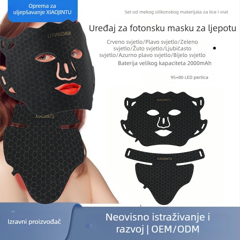 Silikonska maska za vrat s LED fotonskim tretmanom u sedam boja, za kućnu upotrebu — smanjenje akni i posvjetljenje kože