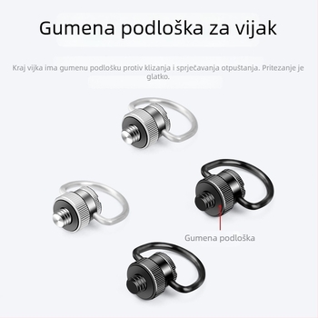Metalni kaiš za kameru s vijčanim navojem 1/4, fiksni rameni kaiš i kaiš za brzo oslobađanje za DSLR i bezzrcne kamere