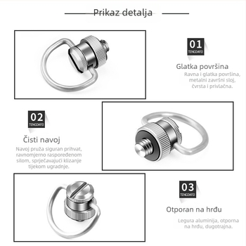 Metalni kaiš za kameru s vijčanim navojem 1/4, fiksni rameni kaiš i kaiš za brzo oslobađanje za DSLR i bezzrcne kamere