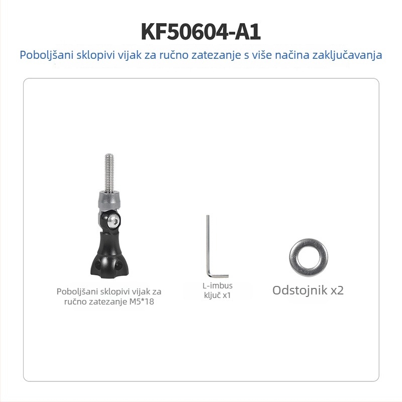 Unaprijeđeni sklopivi ručni vijak s višestrukim zaključavanjem za GoPro 13, aluminijska legura, vijak od nehrđajućeg čelika M5×18