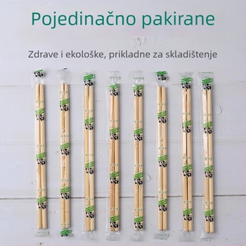 Jednokratne bambus štapići za jelo, pakiranje 100 kom., za restorane i kućnu upotrebu, higijenski i praktični
