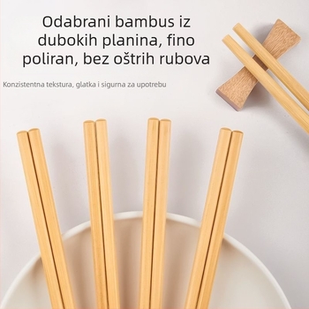 Bambusovi štapići za jelo bez voska i boje, od Nan bambusa, otporni na plijesan, protuklizni, otporni na visoke temperature, kineskog stila, za kućnu upotrebu