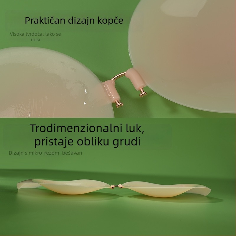 Mango oblik silikonasta grudna pločica, ultra-tanka, bez šavova, push-up, prednje kopčanje, bez naramenica