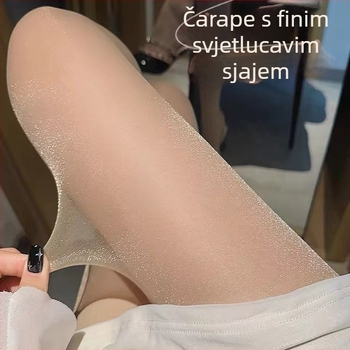 Ženske ultra-tanke pantyhose – sjajne perlate, prozirne, anti-snag, nevidljiva srebrna nit, 5D denier