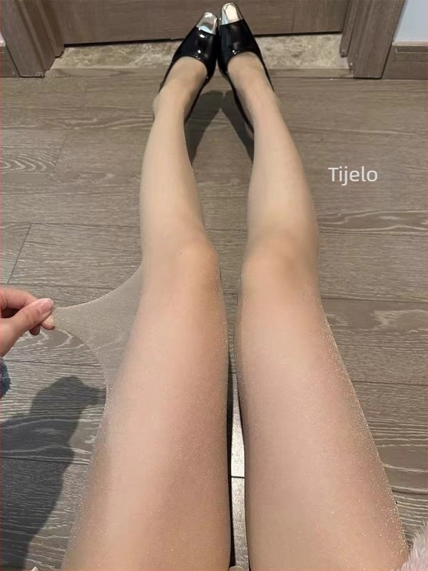 Ženske ultra-tanke pantyhose – sjajne perlate, prozirne, anti-snag, nevidljiva srebrna nit, 5D denier