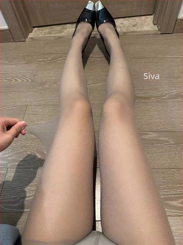 Ženske ultra-tanke pantyhose – sjajne perlate, prozirne, anti-snag, nevidljiva srebrna nit, 5D denier