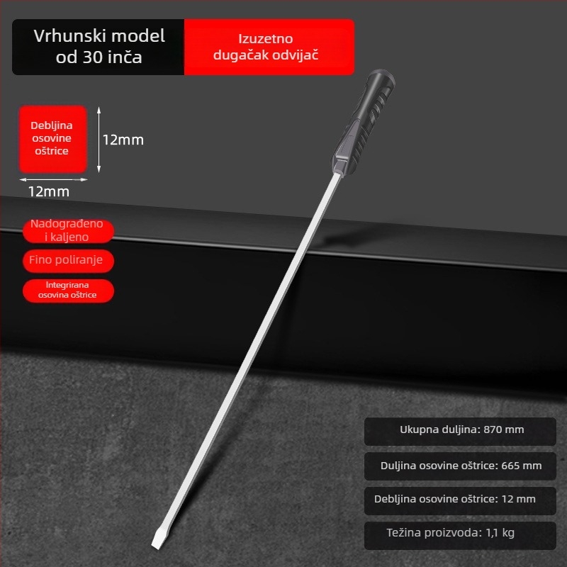 Ekstra dugi odvijač s ravnom glavom i produženim vratom, vojničkog stila