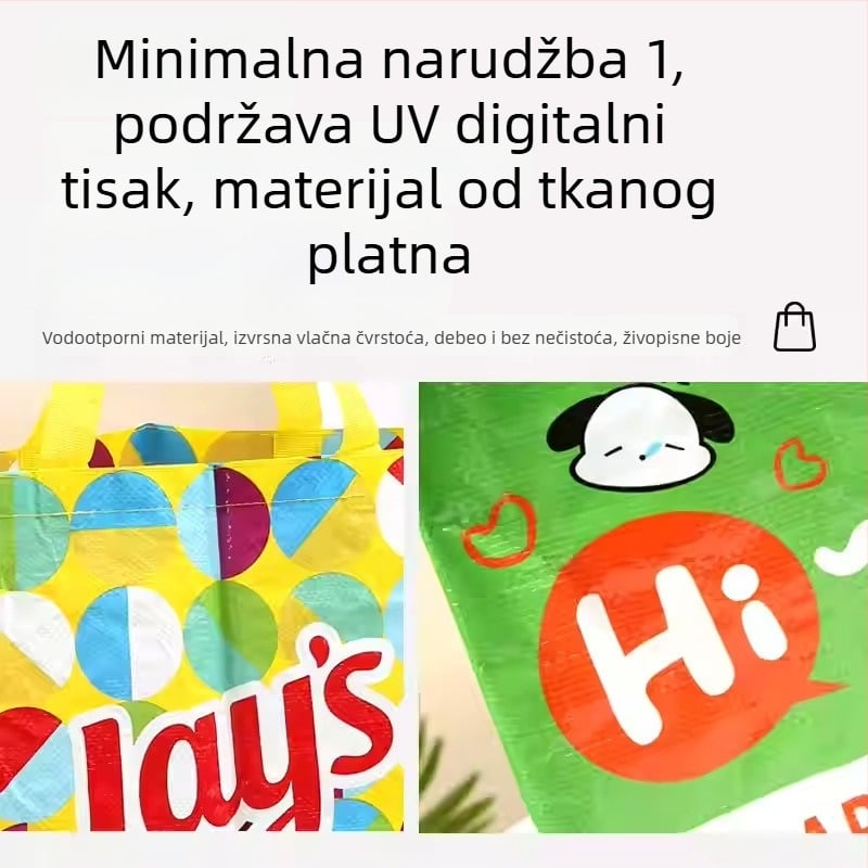 PP tkana torba za kupovinu s laminiranim uzorkom zmijske kože, torba za nošenje, prilagođeni ispis logotipa, velika reklamna torba