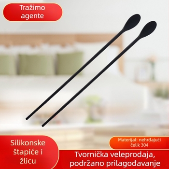 Produžni silikonski štapići i žlica, set za napitke i mliječni čaj, otporan na toplinu, dvostruka namjena