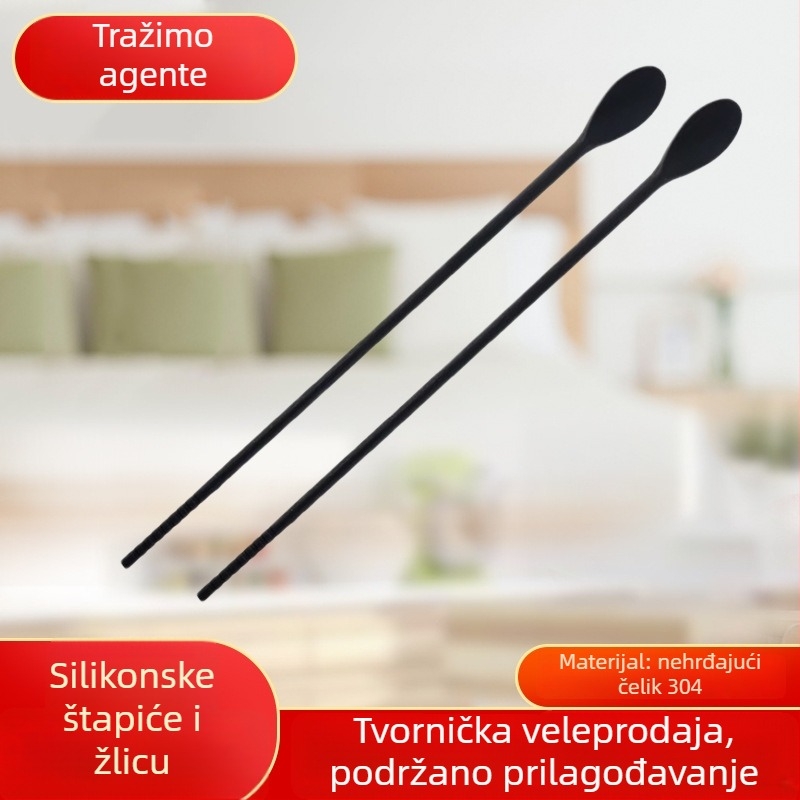 Produžni silikonski štapići i žlica, set za napitke i mliječni čaj, otporan na toplinu, dvostruka namjena