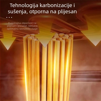 Prirodni bambus štapići za jelo, karbonizirani, bez voska, otporni na plijesan i visoke temperature – vrhunski kuhinjski pribor