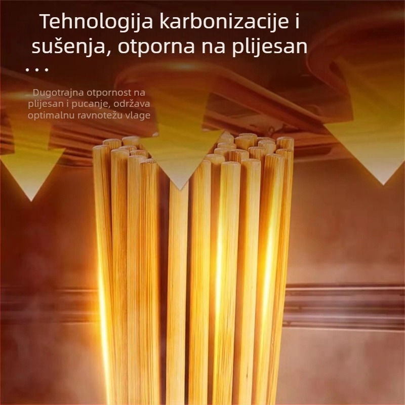 Prirodni bambus štapići za jelo, karbonizirani, bez voska, otporni na plijesan i visoke temperature – vrhunski kuhinjski pribor