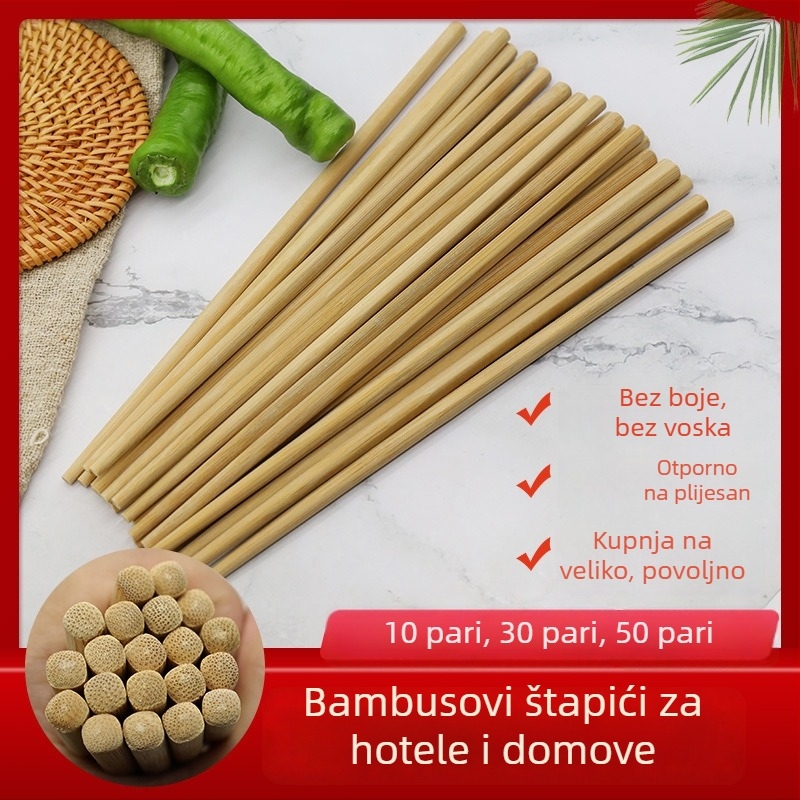 Karbonizirani bambus štapići za jelo, jednobojni, za kućnu upotrebu, pakiranje 30 ili 50 parova, veleprodaja, s logom
