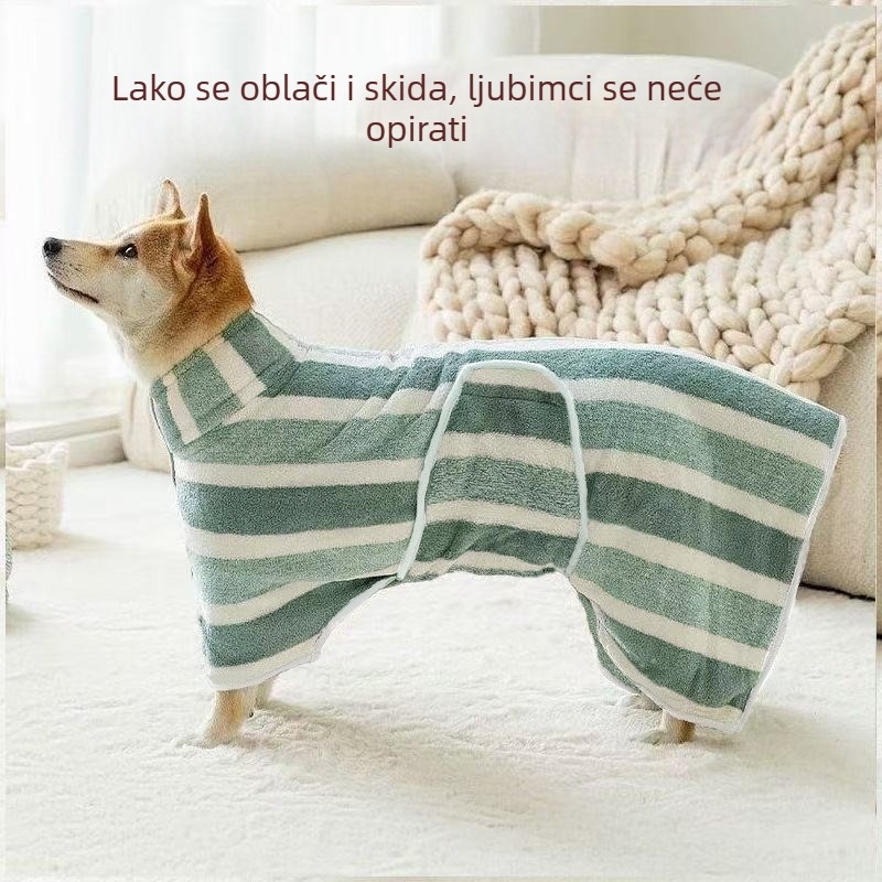 Brzi suhi kaput za pse s upijajućim nosivim ručnikom za kupanje i kapuljom, za velike pse