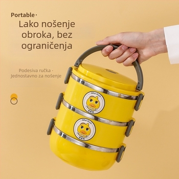 Little Yellow Duck kutija za ručak od nehrđajućeg čelika, višeslojna s dvostrukom izolacijom, karikaturni uzorak, kvaliteta hrane