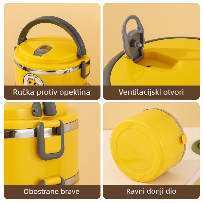 Little Yellow Duck kutija za ručak od nehrđajućeg čelika, višeslojna s dvostrukom izolacijom, karikaturni uzorak, kvaliteta hrane