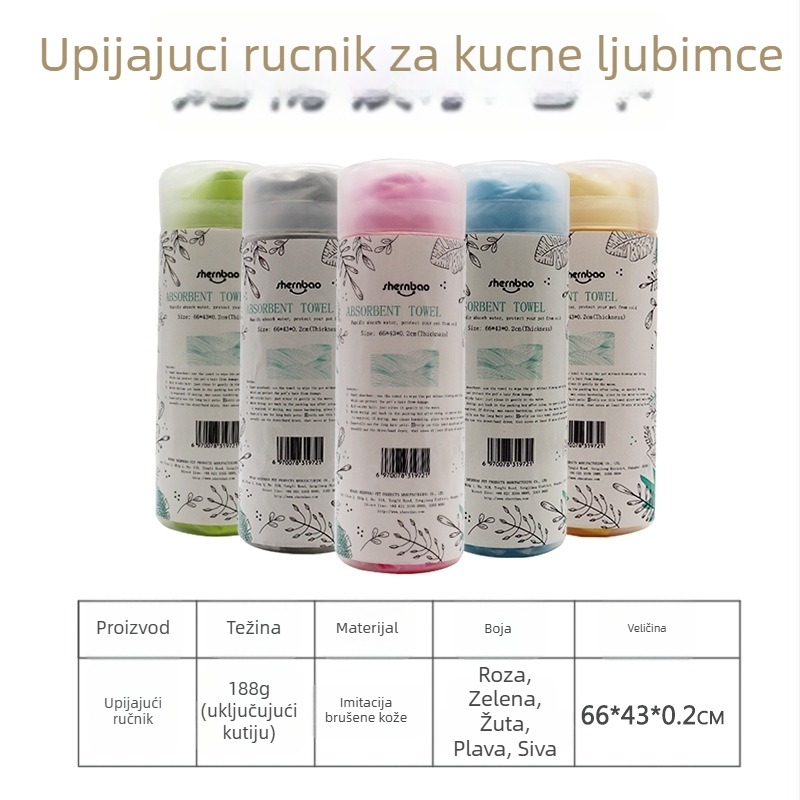 Shenbao Ručnik za kupanje psa i mačke – upijajući ručnik od umjetne kože za njegu kućnih ljubimaca