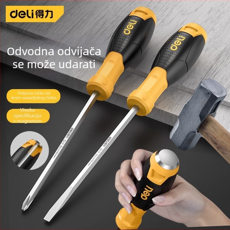 Set odvijača od S2 čelika, izoliran, magnetičan, produžen, s ravnim i križnim vrhom