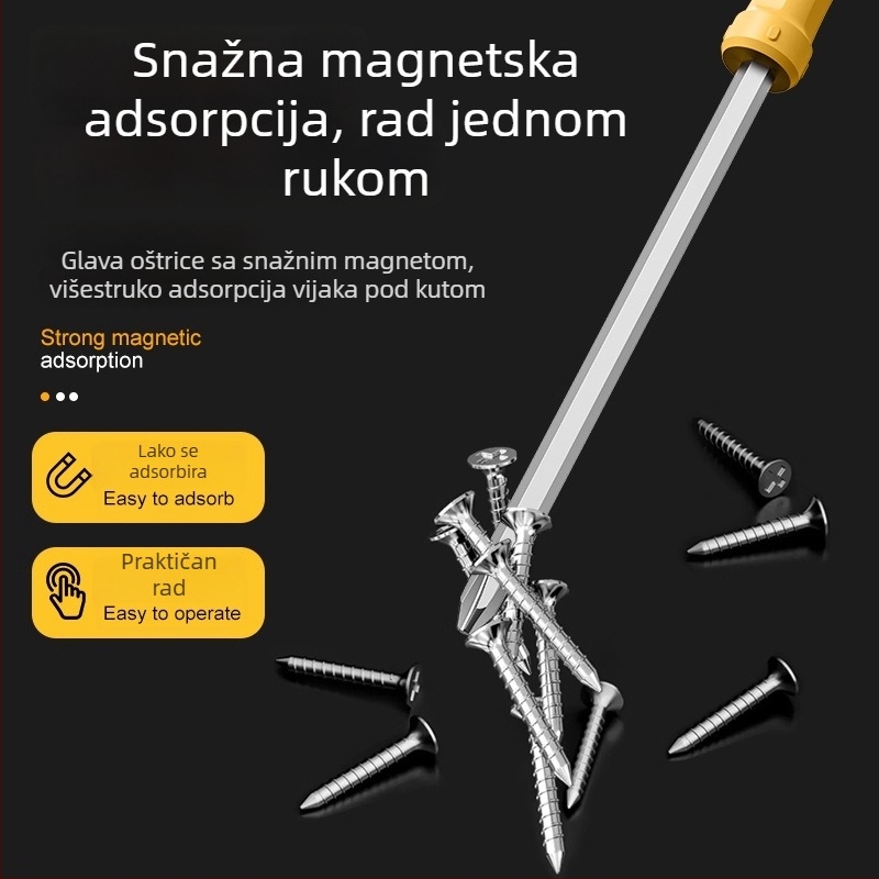 Set odvijača od S2 čelika, izoliran, magnetičan, produžen, s ravnim i križnim vrhom