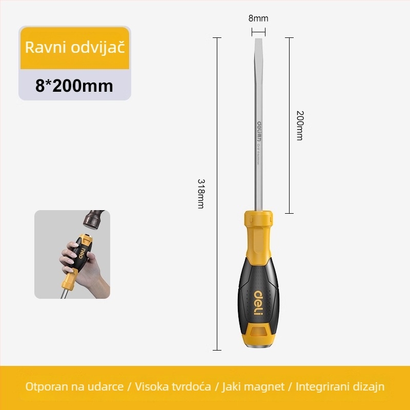 Set odvijača od S2 čelika, izoliran, magnetičan, produžen, s ravnim i križnim vrhom