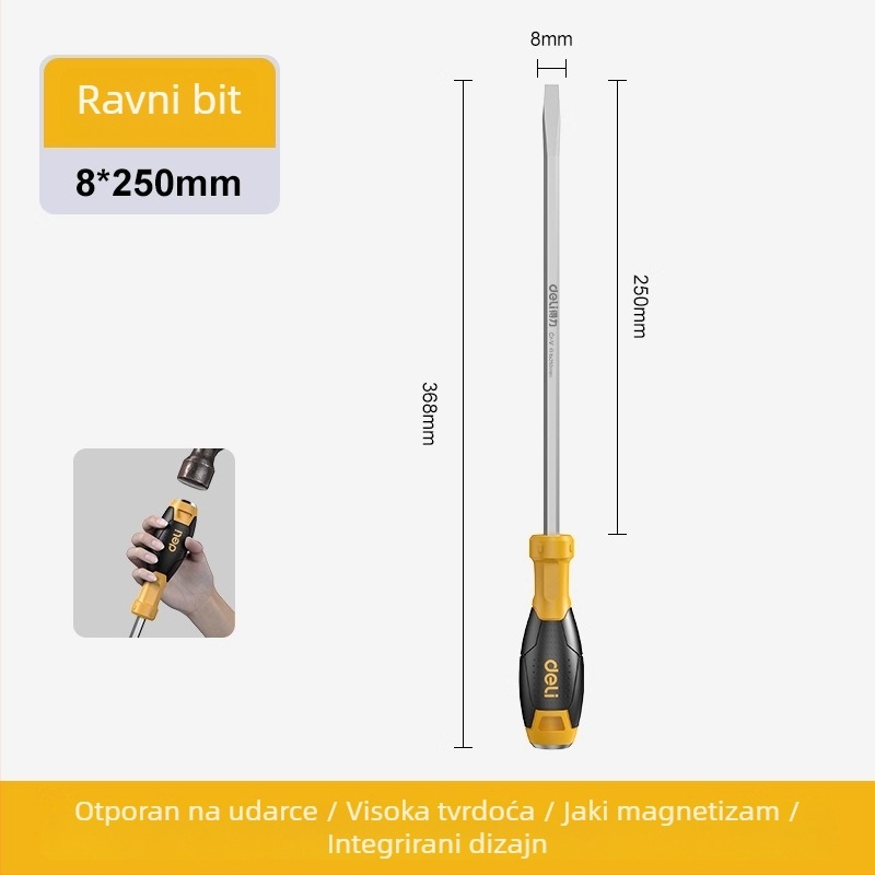 Set odvijača od S2 čelika, izoliran, magnetičan, produžen, s ravnim i križnim vrhom