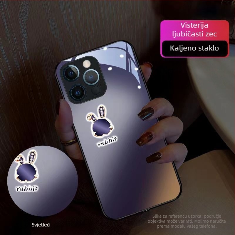 Maska za telefon s motivom zeca u boji šljive, kompatibilna s Oppo Reno13, Reno12 s osvjetljenjem, Reno11 i Reno14 Pro