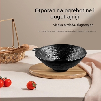 Crna melaminska zdjela za rezance, otporna na padove, imitacija porculana, za juhe i rezance