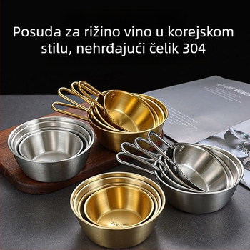 Korejskog stila zlatna posuda od nehrđajućeg čelika s držačem — mala zdjela za grickalice i umake za hot pot, japanska kuhinja