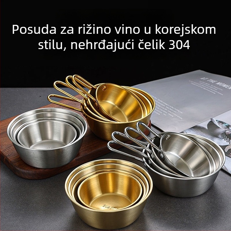 Korejskog stila zlatna posuda od nehrđajućeg čelika s držačem — mala zdjela za grickalice i umake za hot pot, japanska kuhinja