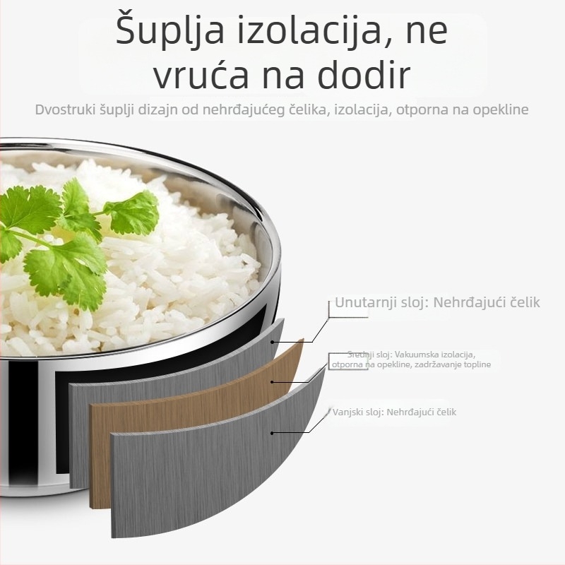 Nehrđajući čelična zdjela s vakuum izolacijom, dvostruko slojna toplinska zdjela za rižu i začine za djecu