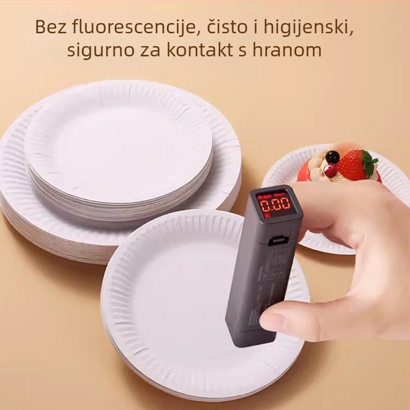 Jednokratni tanjuri za večeru, bijeli debeli papirnati tanjuri za rođendanske zabave, tortu, hranu i grickalice, piknik