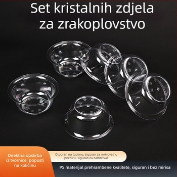 Jednokratna prozirna plastična zdjela sa žlicom, prehrambene kvalitete, 300 ml, okrugla, za komercijalnu ili kućnu uporabu