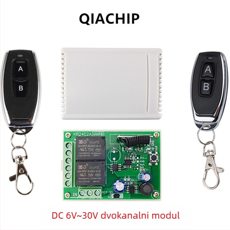 QIACHIP Dvokanalni bežični daljinski prekidač za DC motor — vrata i rolo vrata, pomicanje naprijed i nazad