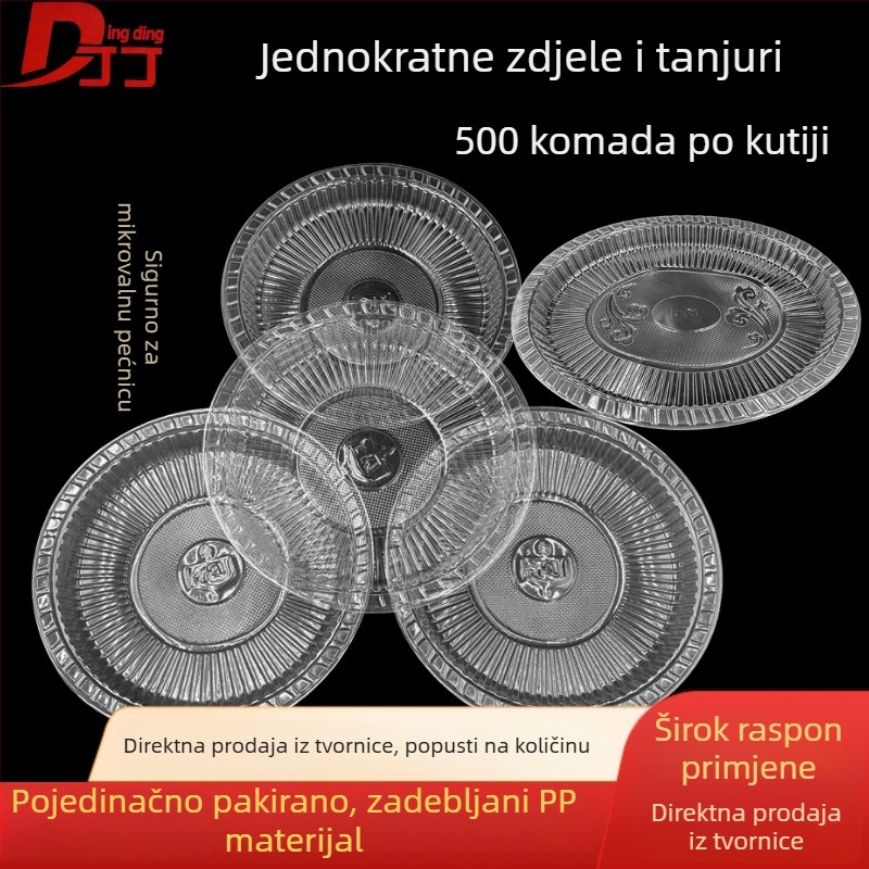 Jednokratne crvene okrugle tanjure za vjenčanja, bankete, zabave, piknike i kućnu uporabu