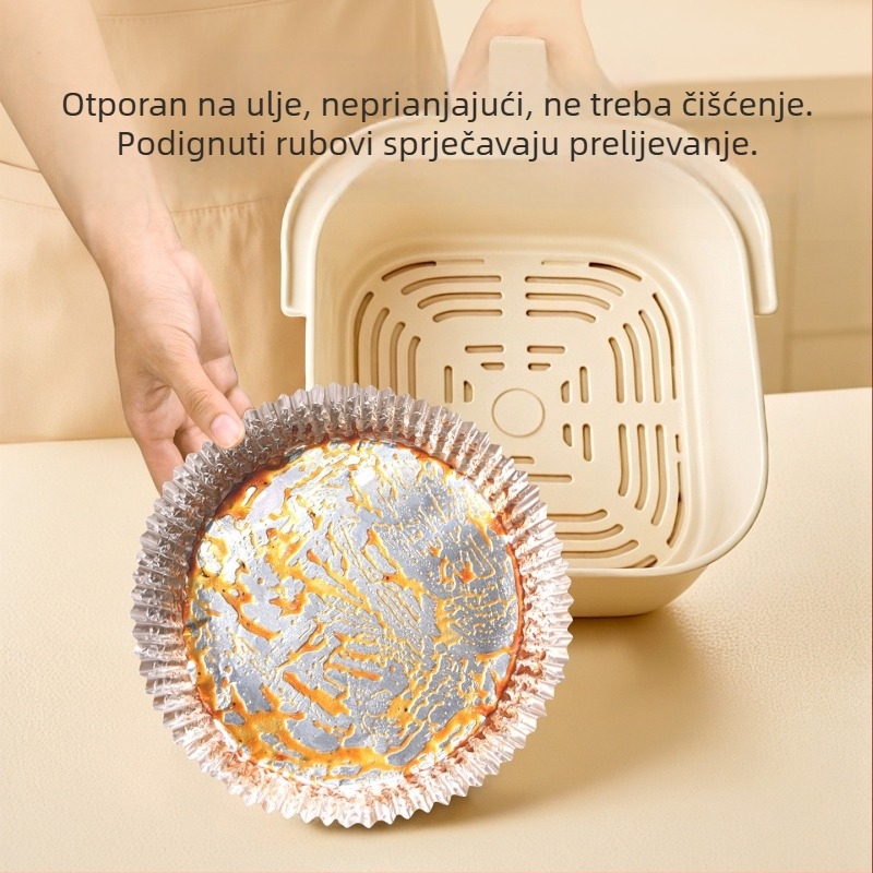 Okrugle posude i tanjuri od aluminijske folije, 50 komada, jednokratna kućna upotreba, za pećnicu, roštilj i air fryer