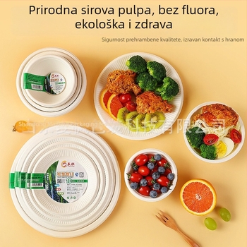 Chenqi Jednokratno papirnato posuđe — bijele debeli tanjuri, zdjele i posude, prehrambena sigurnost, biološki razgradivo
