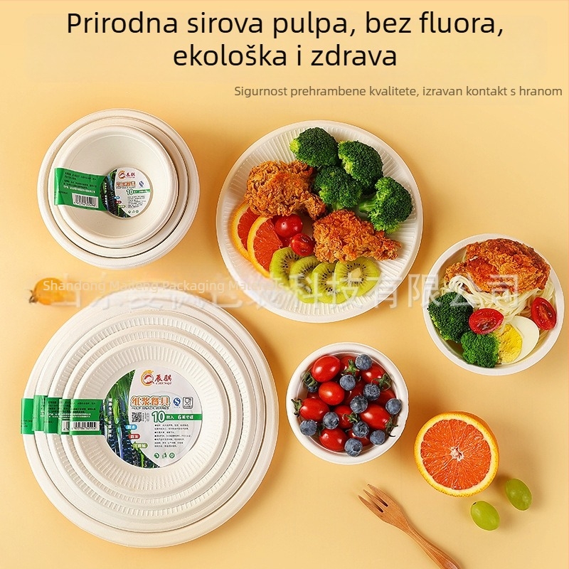 Chenqi Jednokratno papirnato posuđe — bijele debeli tanjuri, zdjele i posude, prehrambena sigurnost, biološki razgradivo