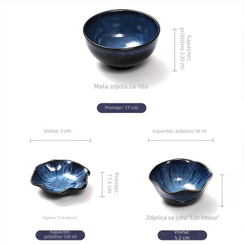 Japanski stil porcelanska zdjela za rižu s tanjurićem za umak, mikrovalna sigurna, razni uzorci, za odrasle.