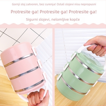Kutija za ručak od nehrđajućeg čelika, izolirana, s četiri odjeljka, višeslojna, zatvorena, prenosna