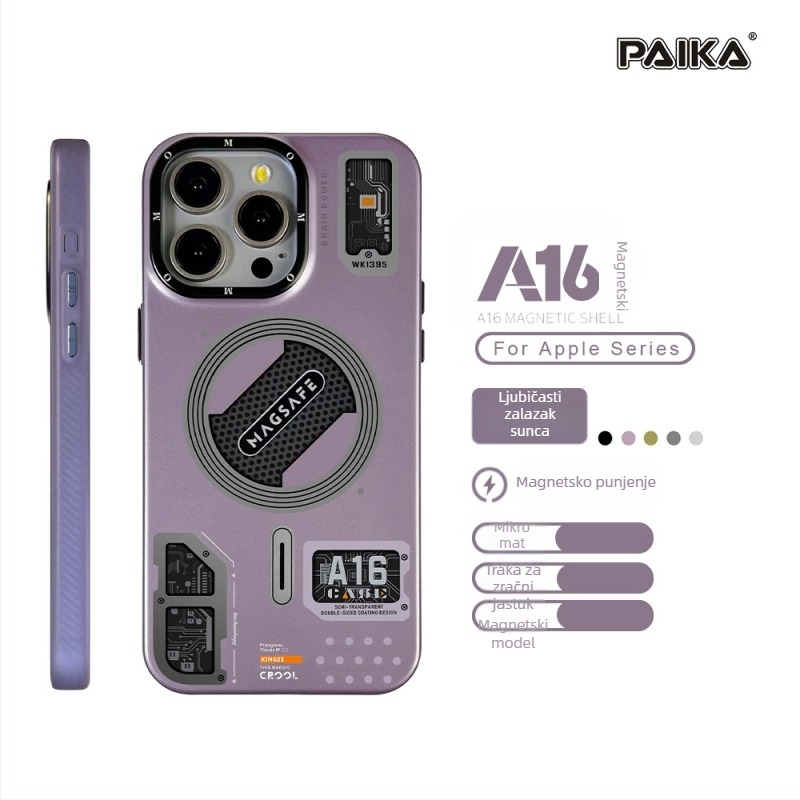 Magnetsko matirano kućište za iPhone 16 Pro Max — potpuno pokriće, tvrdo kućište, otporno na pad, otiske prstiju, prilagodljivo, minimalistički stil